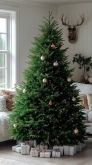 Bright Living Room with Christmas Tree