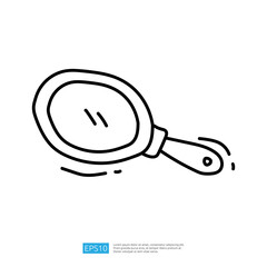 A simple line drawing of a handheld mirror, showcasing its reflective surface and handle, commonly used for personal grooming and beauty purposes. © 200degrees