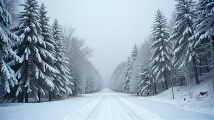 Naklejka premium winter forest in the snow