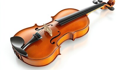 Fototapeta premium A polished wooden violin showcasing its elegant design and craftsmanship.