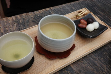 Japanese Green Tea with Dango Desserts – Traditional Tea Ceremony Set