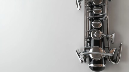 Fototapeta premium A close-up view of a saxophone showcasing its intricate design and shiny finish.