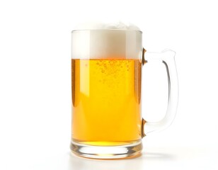 beer, mug, frosty, golden, foam, head, isolated, photorealistic, image, white, background, beverage, drink, alcohol, refreshment, cold, chilled, glass, lager, brew, bar, pub, classic, detailed,