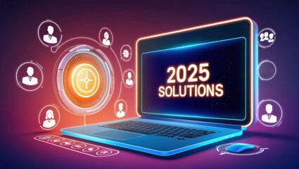 Innovative 2025 solutions for business growth technology trends digital environment futuristic viewpoint
