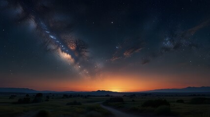 Naklejka premium Beautiful dark blue sky with milky way at sunset seamless hdrl panorama fcr game development and virtual reality