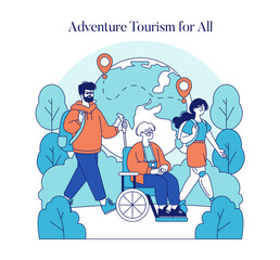 Disabled Travel. Flat Vector Illustration