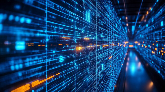 futuristic digital city concept depicting chaotic urban life with abstract architecture, neon lights, and a blend of advanced technology, creating a sense of digital overload and complexity