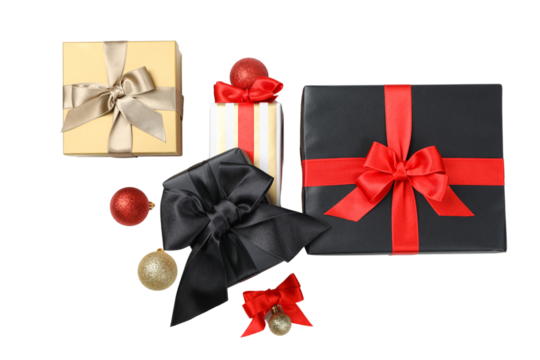 PNG, New Year gift, Christmas gifts with microphone isolated on white background.