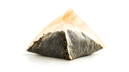 green tea bag on white background.