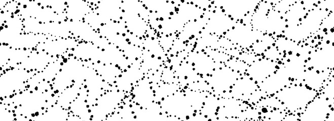 Splashed dots seamless texture. Distress sprinkled paint drop background. Black grunge speckle grain wallpaper. Spatter watercolor repeated backdrop. Splattered dribbled particle print. Vector