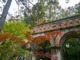 京都 秋の水路閣の紅葉のイメージ