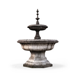 Vintage Stone Fountain with Ornate Design on a Transparent Background