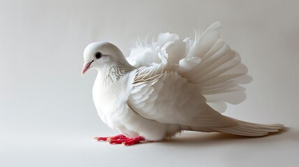 Fototapeta premium A sweet dove with soft feathers, cooing gently on a white background