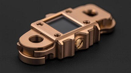 Precision Bronze Engineering Device  Close up Macro Photography of Industrial Gadget