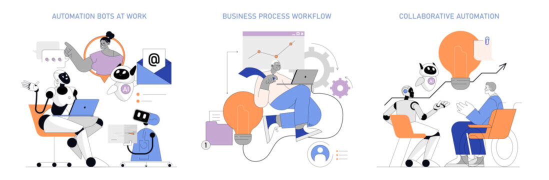 Business Process Automation. Flat Vector Illustration