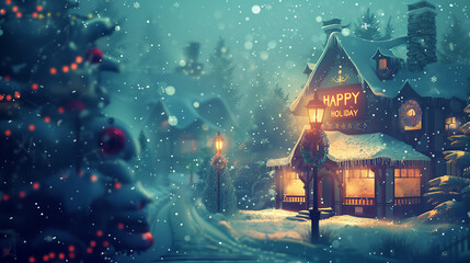 Obraz premium Bright Christmas Holidays background with Xmas ornament and snow
