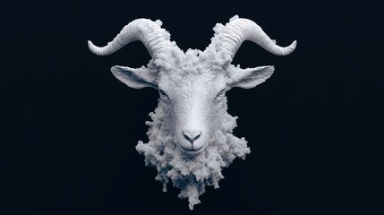 Naklejka premium Majestic Goat Head Sculpture 3D Render Abstract Art Animal Portrait