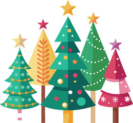Bright and Cheerful Christmas Tree Graphics for Festive Designs
