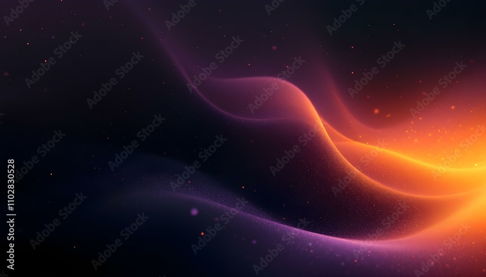 Aufkleber abstract grainy gradient background purple pink orange black glowing color wave dark backdrop noise 