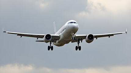 Airplane Soaring through the Sky with Blue Clouds, Taking Off and Landing