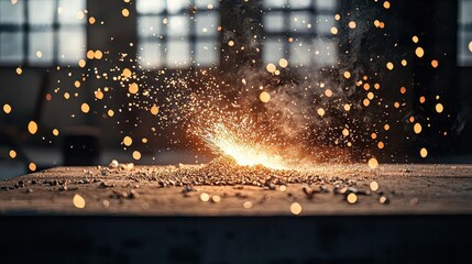Blacksmith twisting iron bars into decorative shapes, sparks flying in the workshop