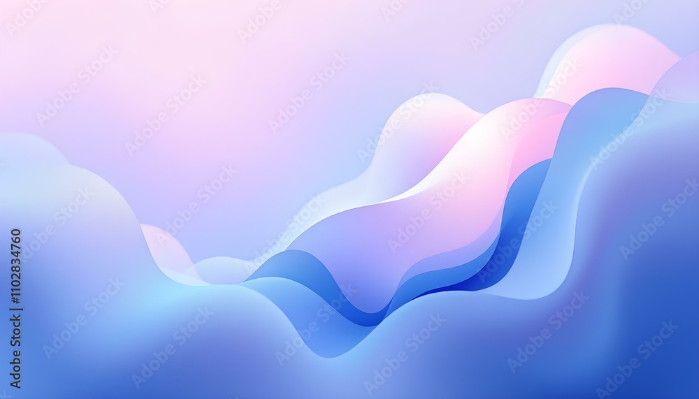 Poster abstract light blue background with shape freeform curved wavy and copy space. beauty sweet pastel o