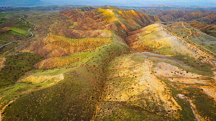 Colorful ancient rolling hills of San Benito