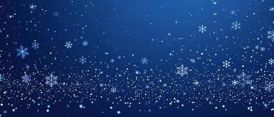 Obraz premium Christmas concept with snowflakes and pine needles on deep blue backdrop, nature, wintertime, celebration, evergreens
