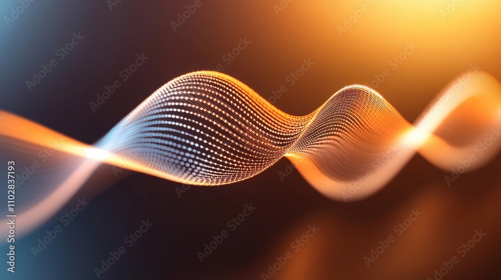 Poster Abstract wave form background with glowing light effects and dotted patterns, perfect for modern designs in technology and digital media applications.