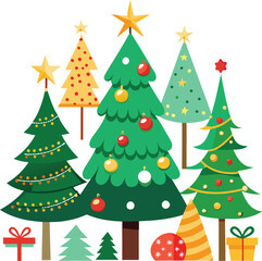 Bright and Cheerful Christmas Tree Graphics for Festive Designs