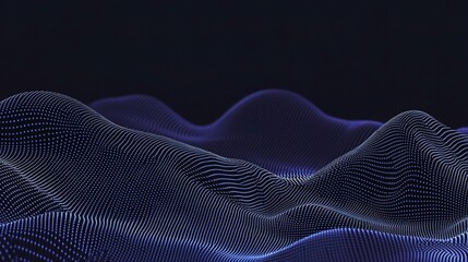 Obraz premium Abstract Digital Waves with Blue Dots on Dark Background