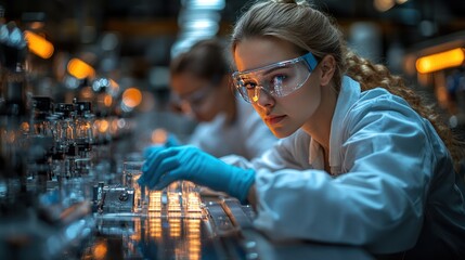 Engineers testing the efficiency of a solar cell prototype in a cutting-edge lab.