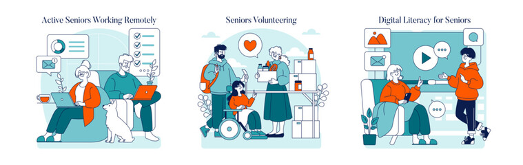 Happy Retirement Life. Flat Vector Illustration