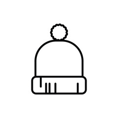 pom pom beanie or wool beanie with a pom-pom winter vacation theme icon vector outline illustration