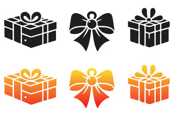 Gift box icons in Trendy Flat style. Gift boxes with ribbon icons Set. Gift box flat line silhouette set for   black friday and christmas design