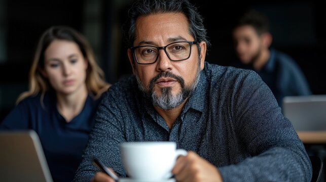 Focused Teacher Lesson Planning Coffee Break Teamwork Collaboration