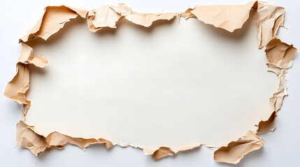 Fototapeta premium torn paper edge framing blank central area creates unique visual effect, perfect for showcasing artwork or messages. soft, neutral tones add subtle elegance
