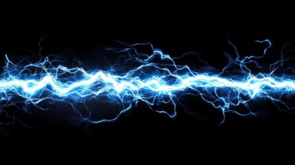 Fototapeta premium Electric blue lightning bolt on a black background