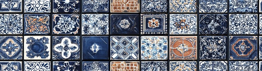 seamless of  Geometric and floral azulejo tile mosaic pattern