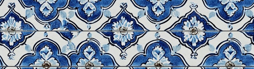 seamless of  Geometric and floral azulejo tile mosaic pattern