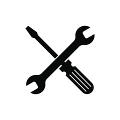 wrench and screwdriver icon vector crossed design concept idea