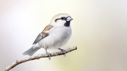 Naklejka premium Sparrow Bird on Branch Wildlife Nature Photography Detailed Closeup