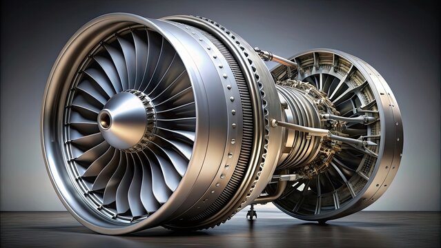 Close up detailed rendering of a CFM56 turbofan engine, CFM56, turbofan, engine, close up, detailed,rendering