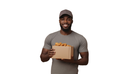 PNG, volunteer day, fundraising, male volunteer, isolated on white background, generated by artificial intelligence, AI.