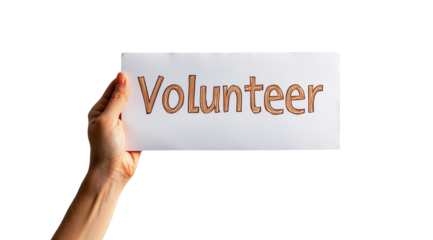 PNG, volunteer day, inscription volunteer, isolated on white background, generated by artificial intelligence, AI.
