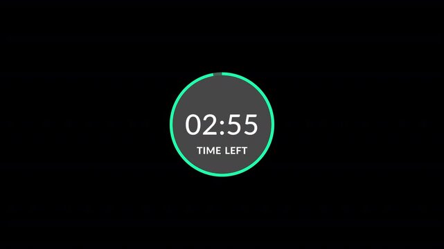 simple 3 minutes countdown timer animation, 3 minutes circle timer  countdown.