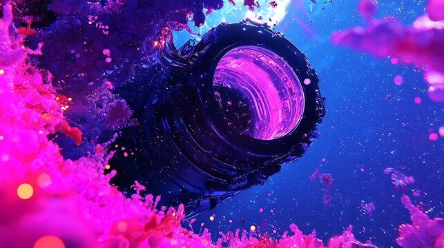 Aliens Earth Machines, Intrigued Extraterrestrial Delegates Meticulously Examining Mysterious Earthly Apparatus in Vast Cosmic Setting