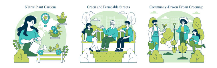 Green Infrastructure. Flat Vector Illustration