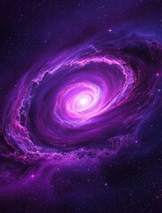 Obraz premium Glowing purple nebula surrounded by delicate tendrils of cosmic dust in the heart of a spiral galaxy, space beauty., purple nebula, galactic formation, astronomical wonder, starry night sky