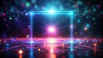 Obraz premium Defocused neon glow with light flare overlay on dark abstract background, neon, glow, light, flare, futuristic, led, illumination